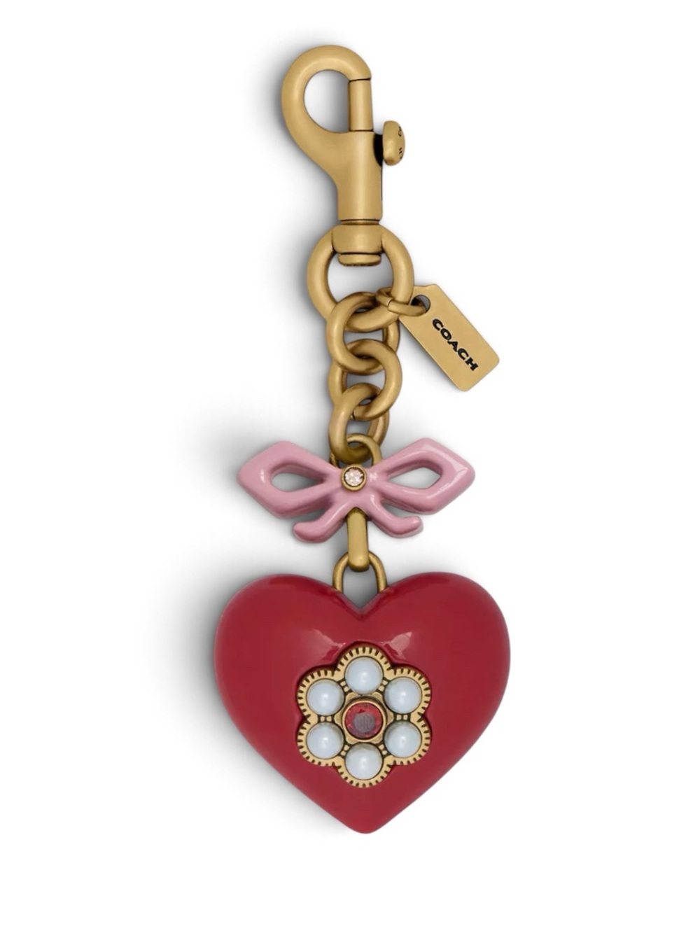 Coach Red Heart Charm Keyring Bag Charm NWT
